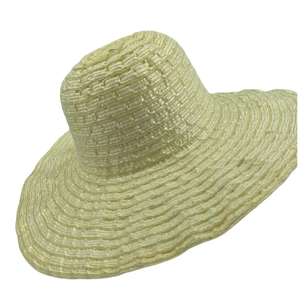 Unbranded Womens Wide Brim‎ Layered Woven Floppy Sun Hat One Size Natural Straw